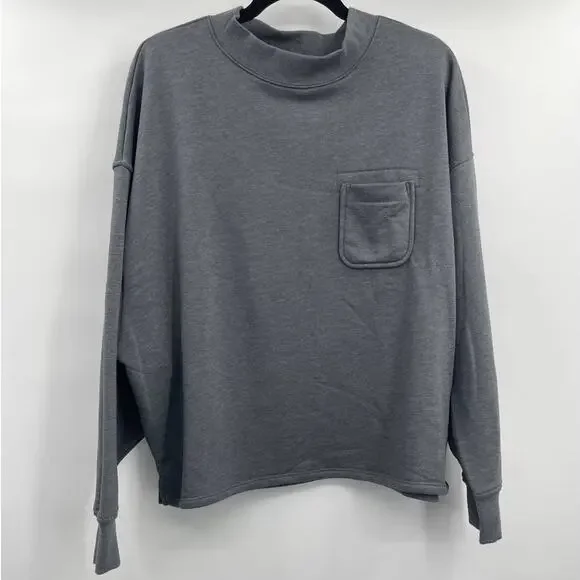 Old Navy Womens Long Sleeve Gray Relaxed Fit Sweatshirt Sweater Pocket XL NEW - Picture 2 of 10